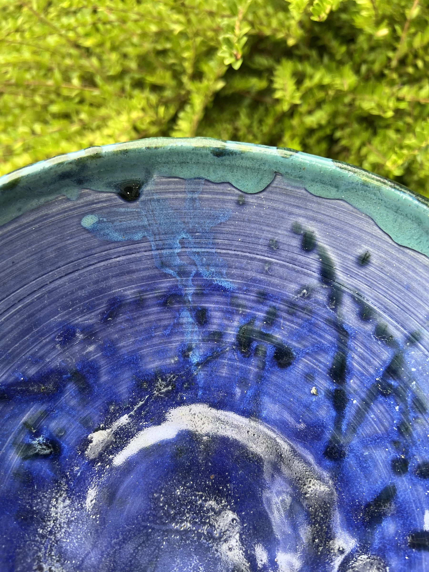🫐 Large signed salad bowl in glazed blue-green stoneware/terracotta - Handmade – photo 6